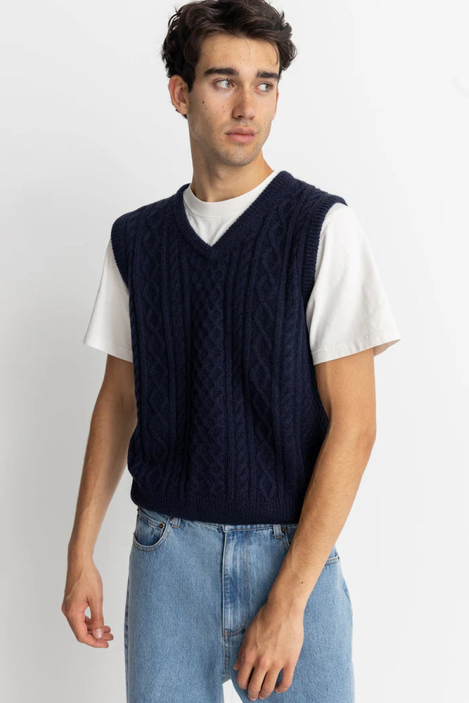 
                      
                        Front view of the Navy Mohair Knit Vest by Rhythm
                      
                    