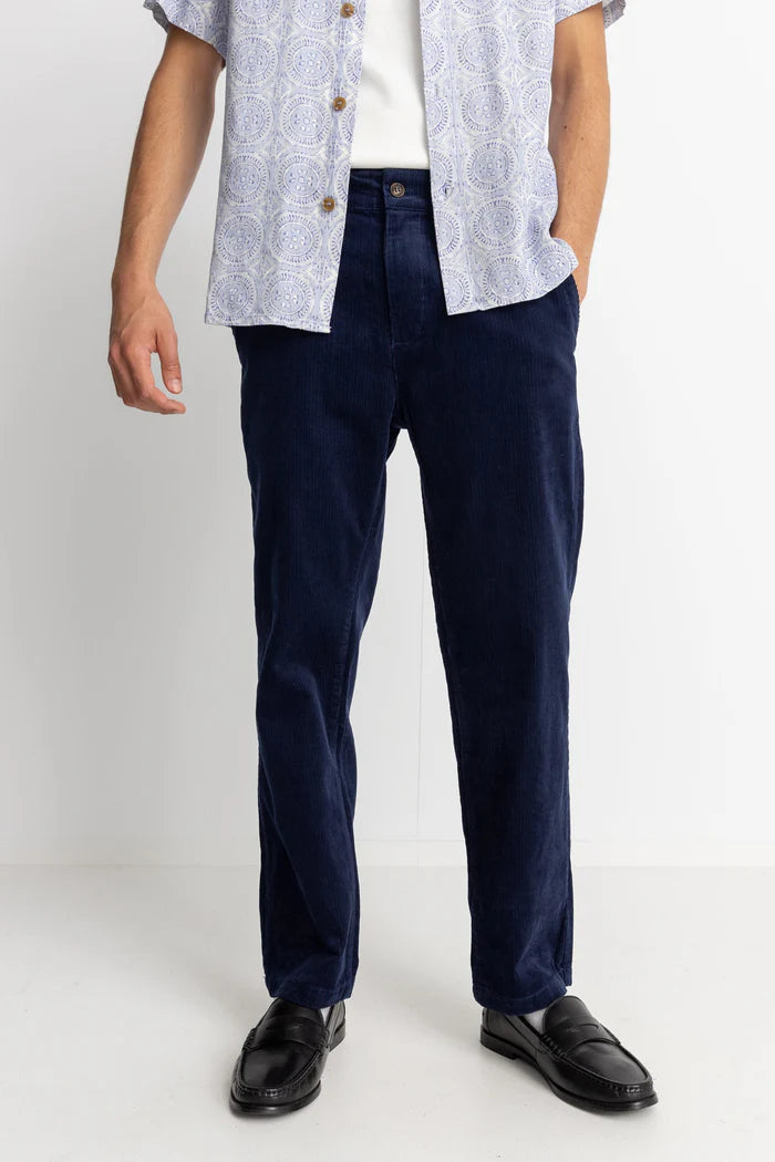 Front view of the Navy Cord Trouser by Rhythm