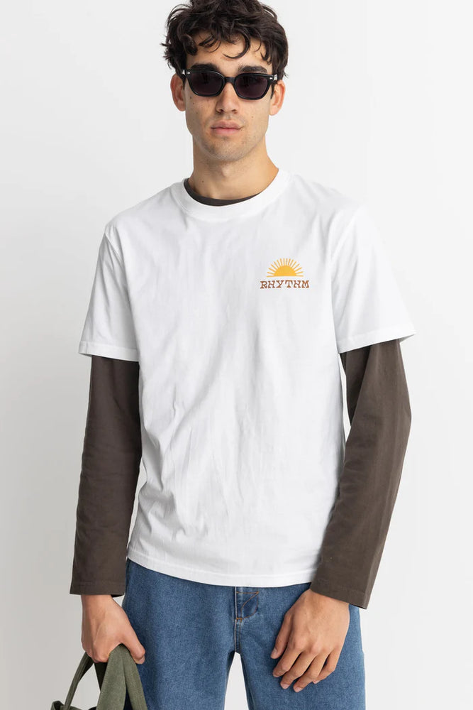 
                      
                        The Vintage White Awake Short Sleeve T-shirt by Rhythm
                      
                    