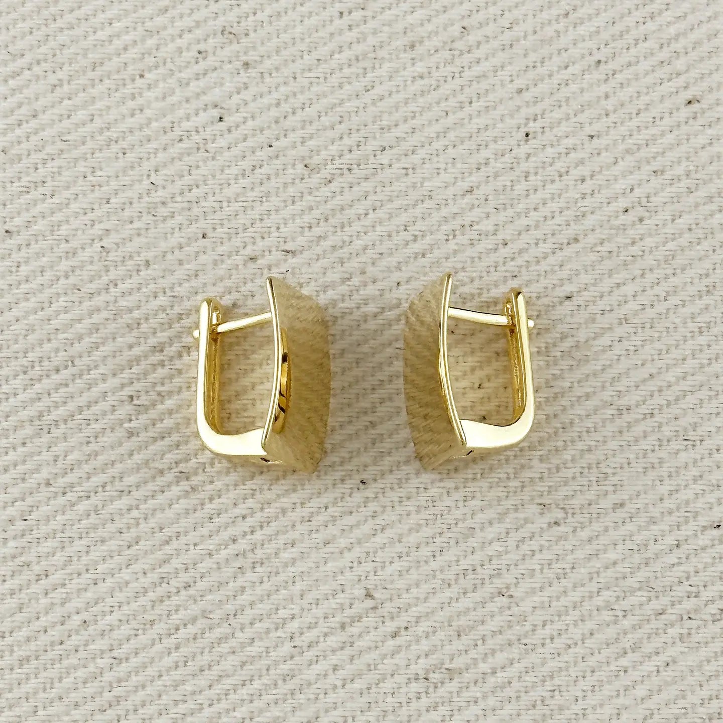 gold plated square clicker hoop earrings