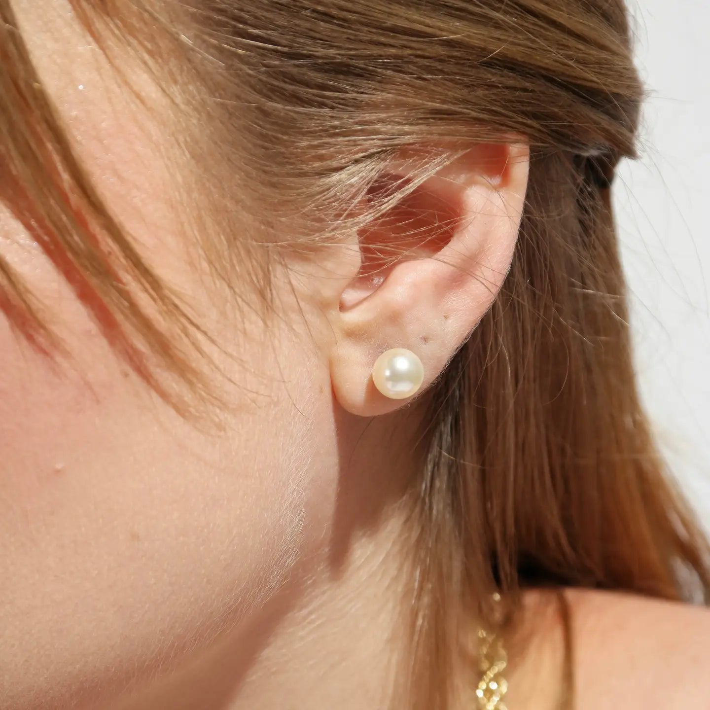Pearl stud earrings at Harbour Thread