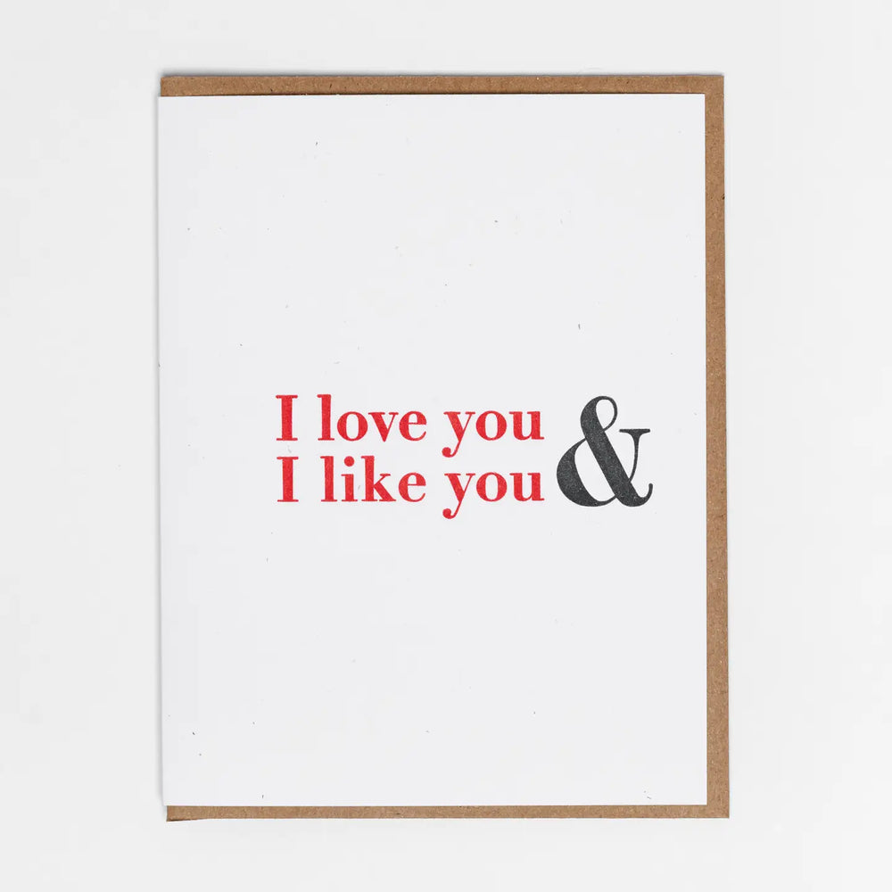 Shop the Love and Like Greeting Card by Lady Pilot Letterpress at Harbour Thread. 