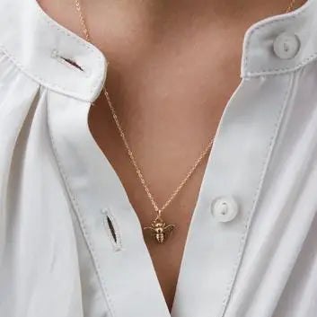 Dainty chain necklace with bee pendant