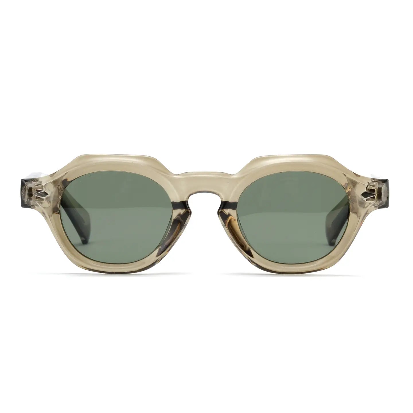 The Ryan Simkhai Eyeshop Lamar Polarized Sunglasses in Transparent Olive Green