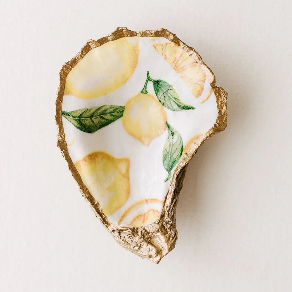 The Lemonade Decoupage Oyster Jewelry Dish by Grit and Grace Studio