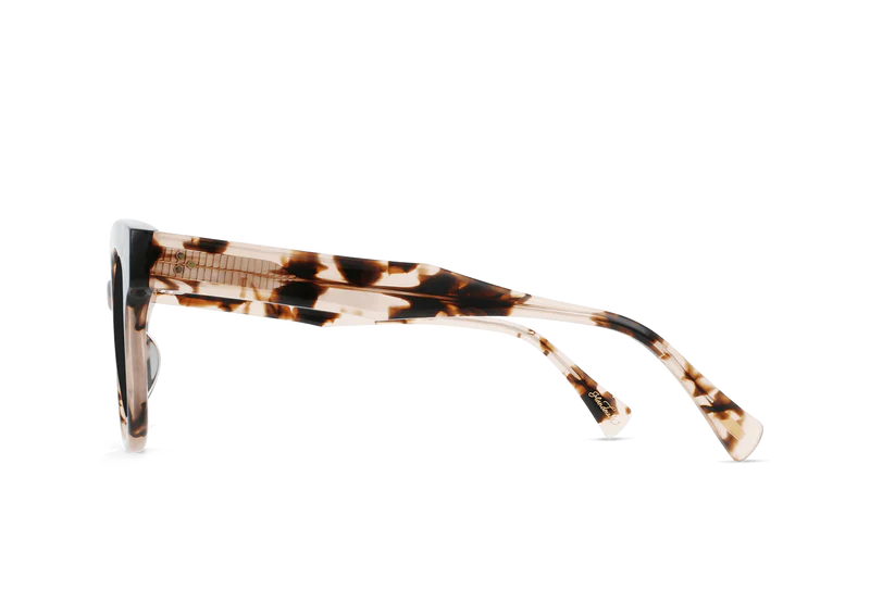 
                      
                        Side profile of the Coral Tortoise frame Nikol Women's Cat-Eye Sunglasses by RAEN
                      
                    