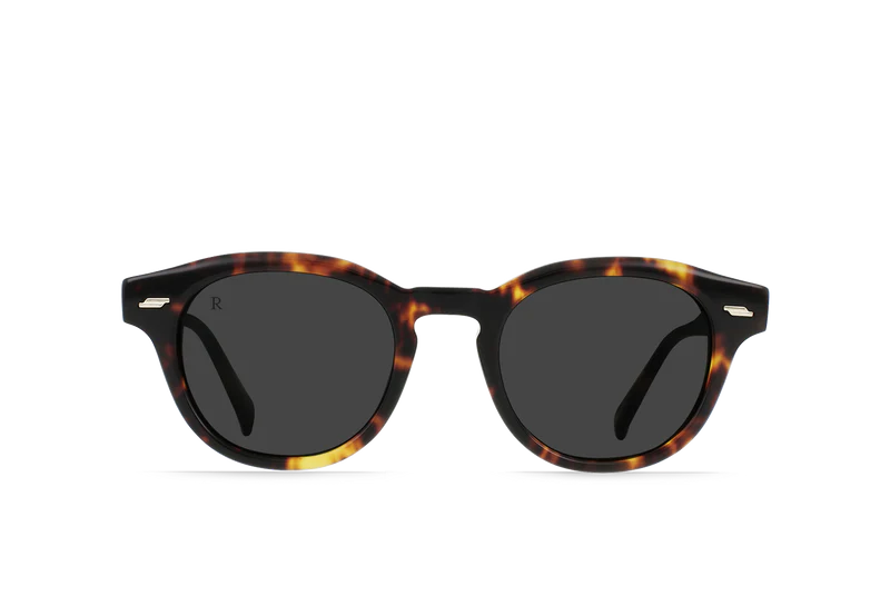 Men's rounded sunglasses with a narrow frame fit in the color Ristretto Tortoise