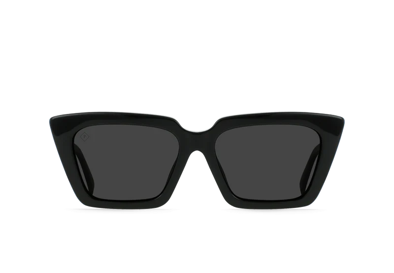 The Keera Women's Cat-Eye Sunglasses by RAEN Optics in Recycled Black/Smoke Polarized. 