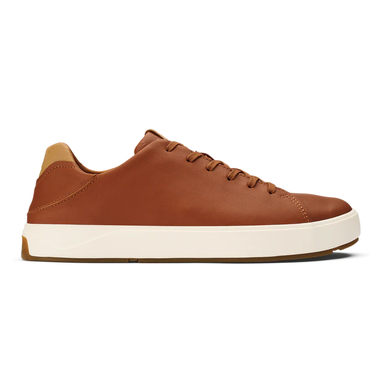 OluKaid Lae‘ahi Lī ‘Ili Men’s Waterproof Leather Sneakers in Kukui Brown