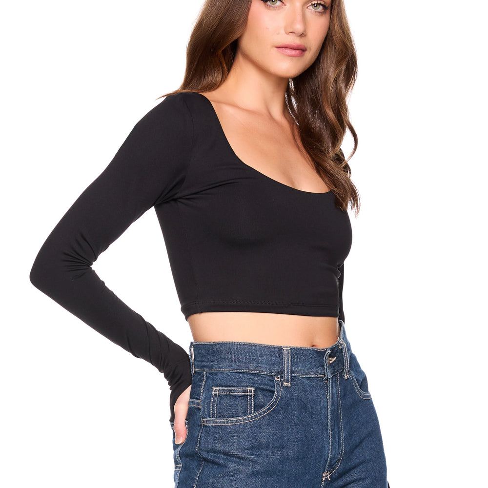 
                      
                        Susana Monaco Scoop Front Thumb Hole Long Sleeve Top
                      
                    
