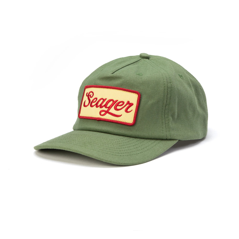 
                      
                        Front view of the Green Uncle Bill Hemp Snapback Hat by the brand Seager.
                      
                    