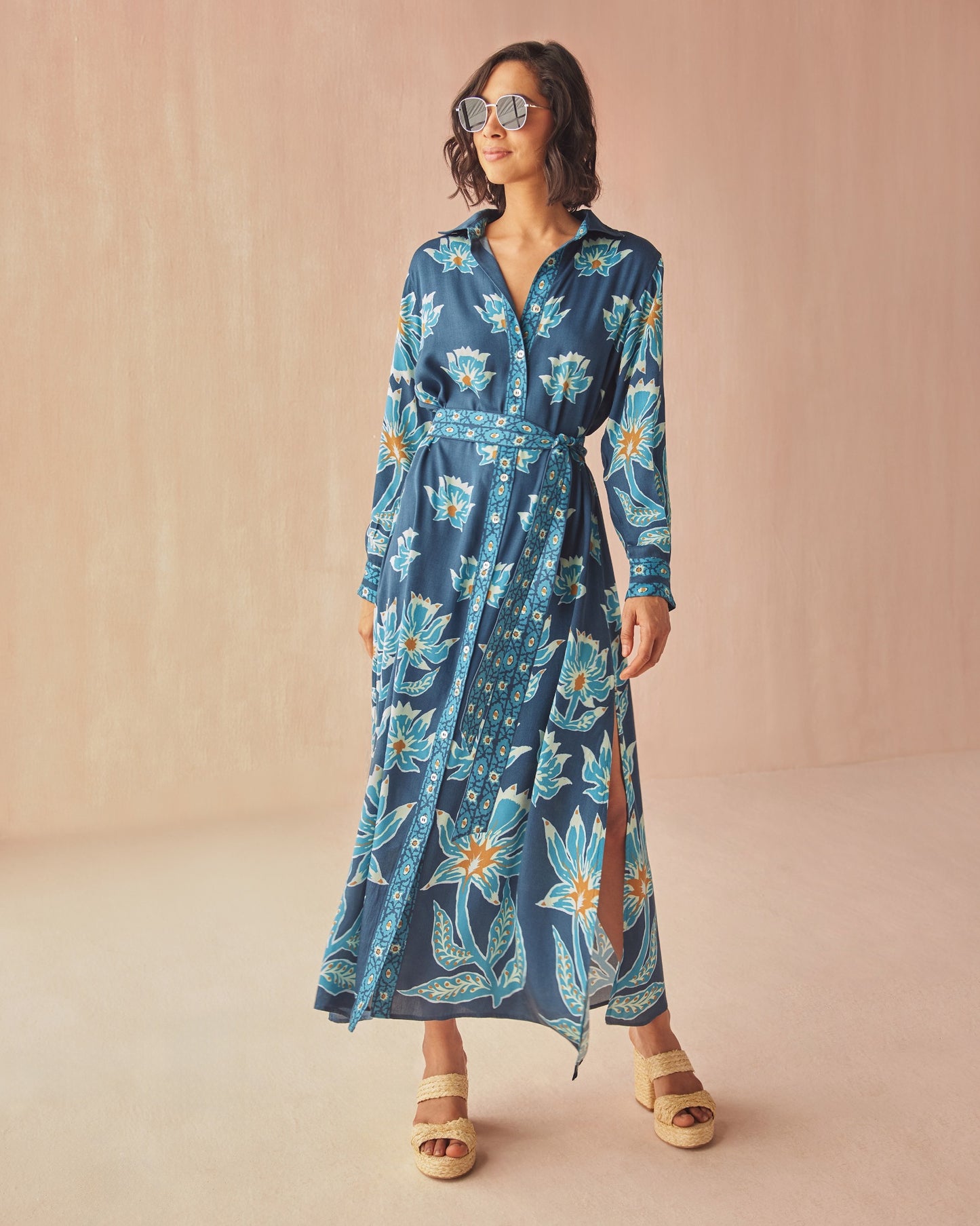 OMIKA Emma Shirt Dress in Adya Baltic Adybal