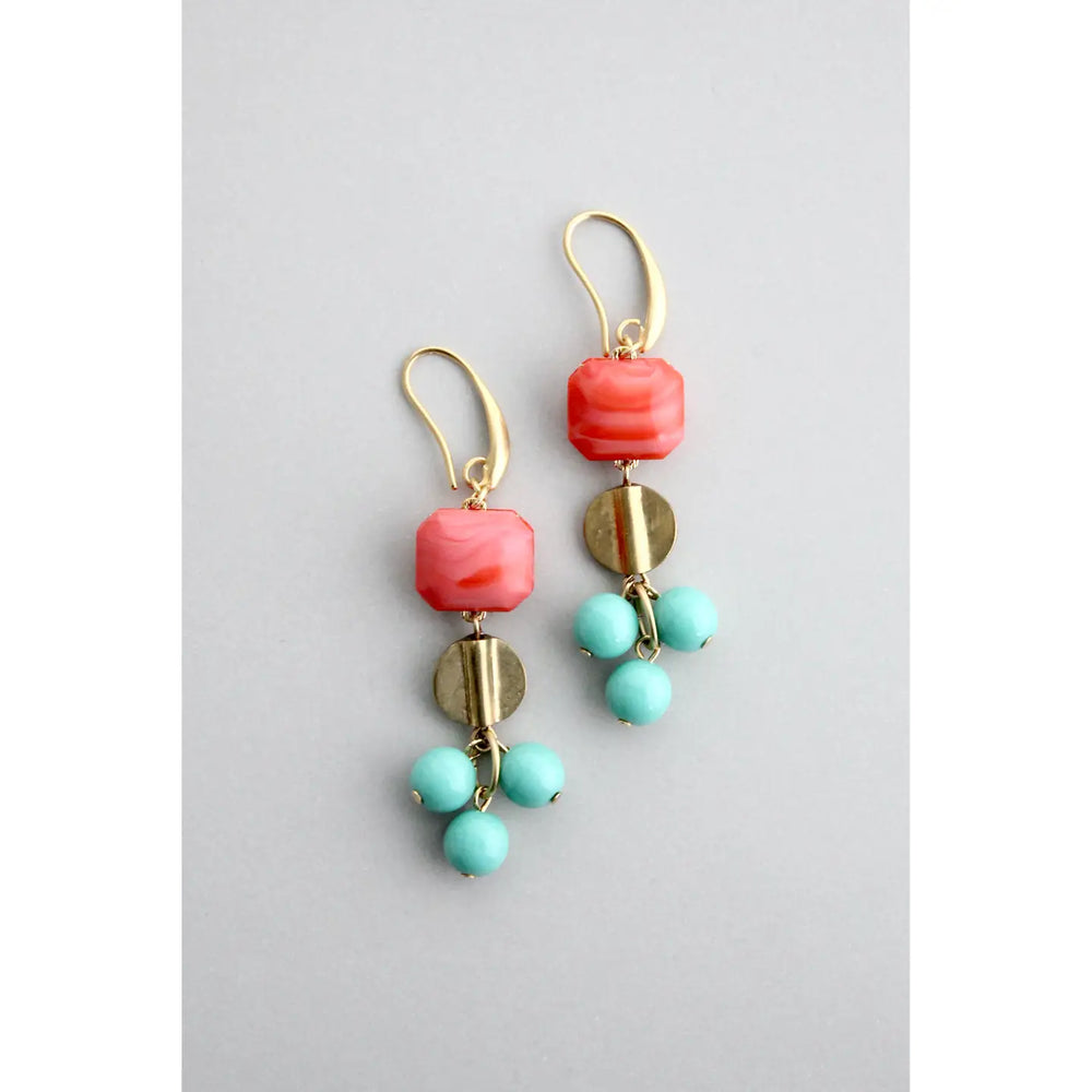 The Salmon and Turquoise Earrings by David Aubrey Jewelry at Harbour Thread.