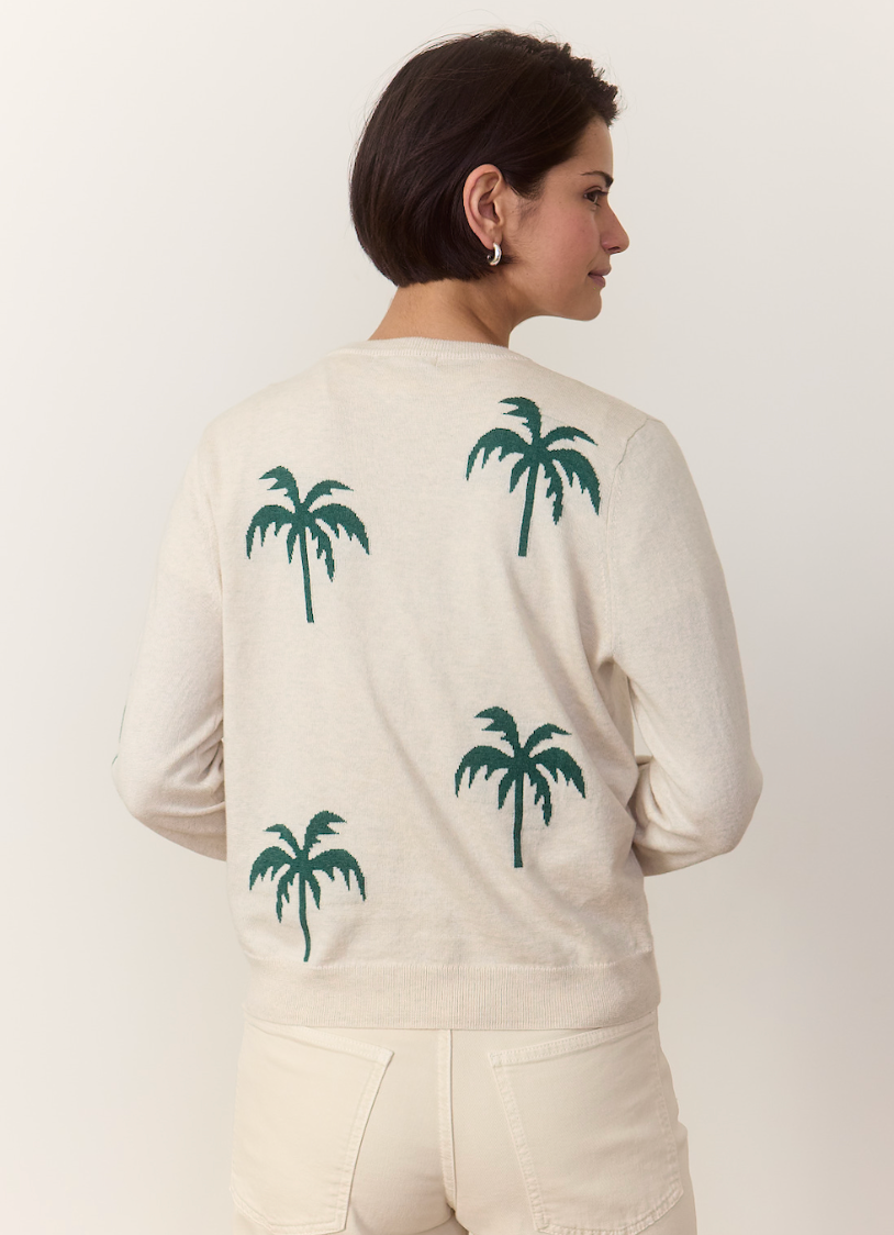 Marine Layer's Icon Sweater features palm tree prints, a crew neckline and standard fit. Shop this women's pullover at Harbour Thread. 