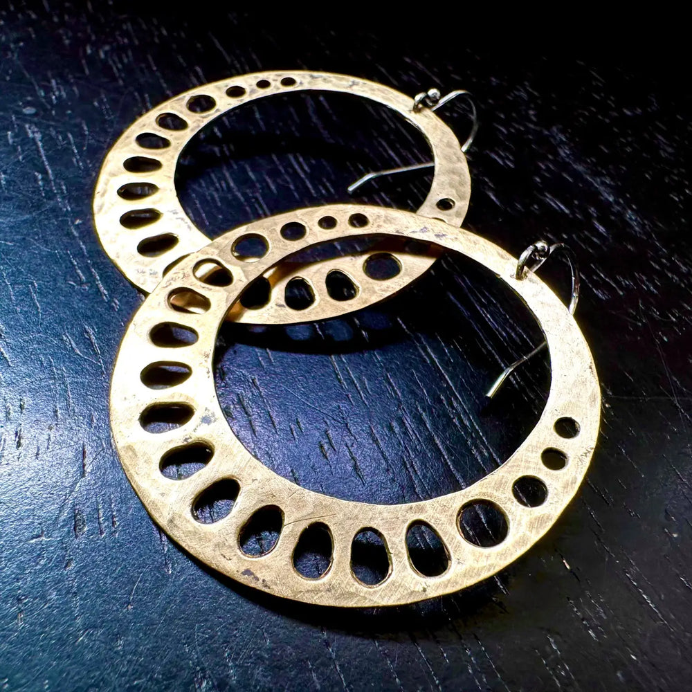 The Brass Lotus Root Earrings by Jennifer Kahn Jewelry