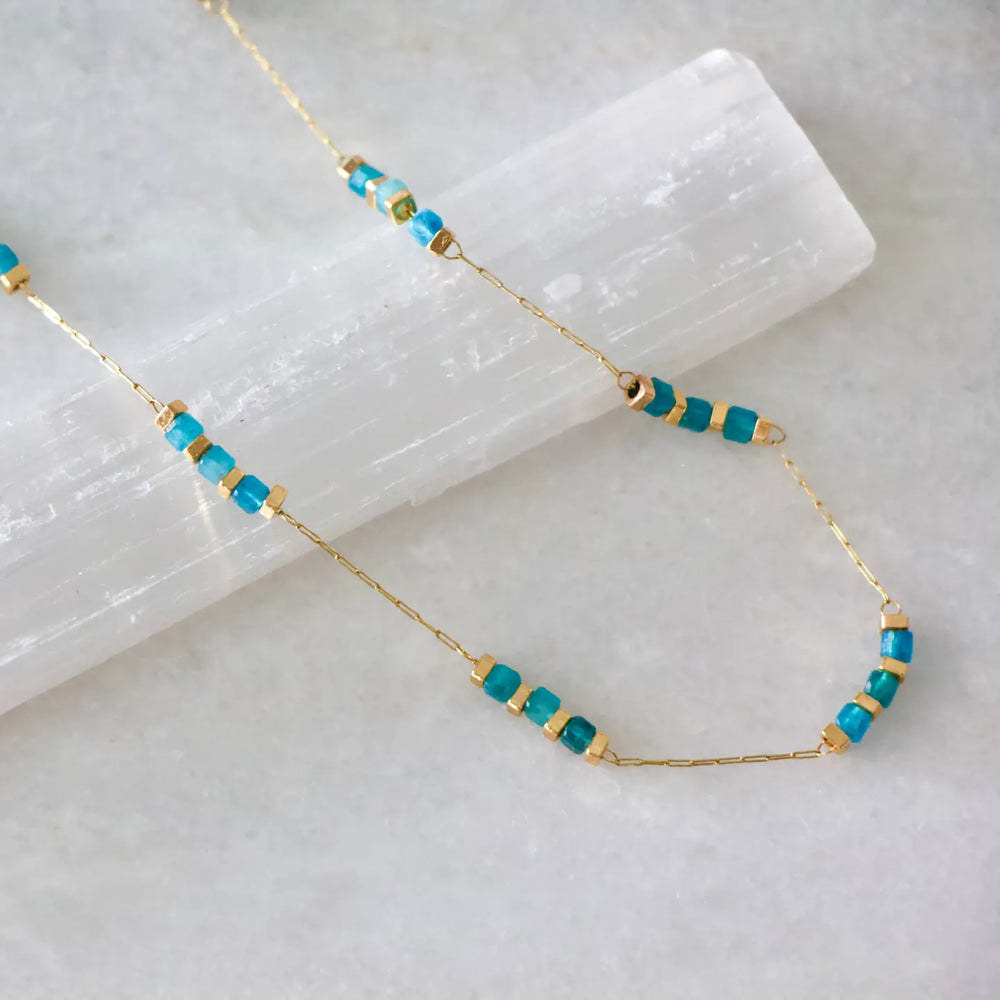 
                      
                        Mesa Blue Square Stone Beaded Chain Necklace
                      
                    