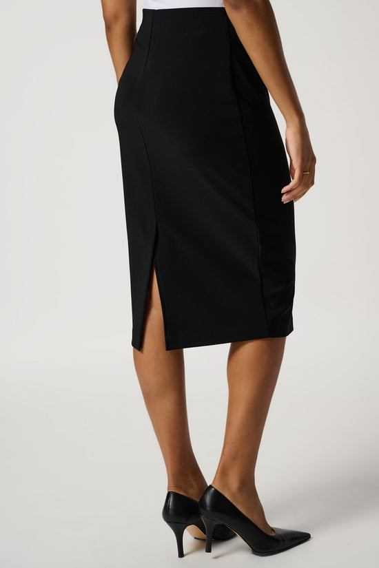 Back view of a high waisted black pencil skirt by Joseph Ribkoff