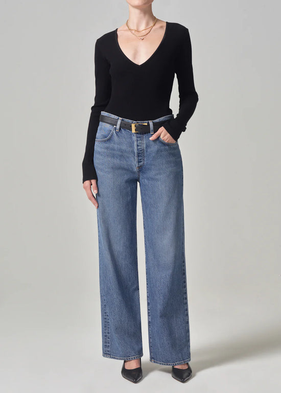 Front view of model wearing the Annina High Rise Wide Leg Jean by Citizens of Humanity