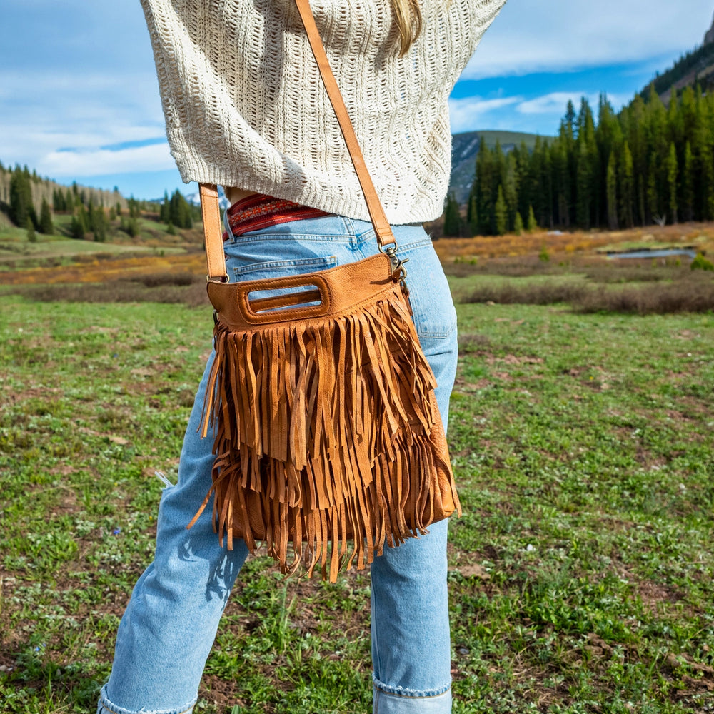 Cut N' Paste Paige Triple Layer Fringe Tote - Tan