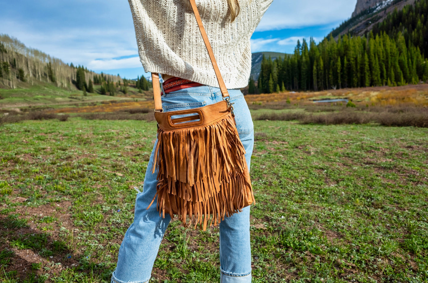 Cut N' Paste Paige Triple Layer Fringe Tote - Tan