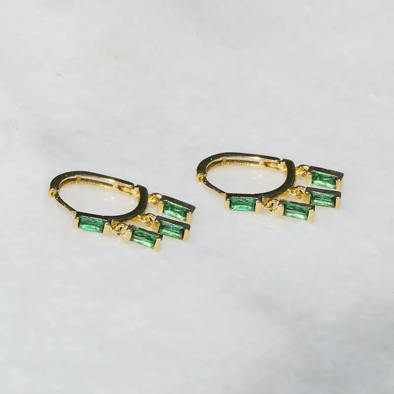 Native Gem's Floating Emerald Huggie Earrings