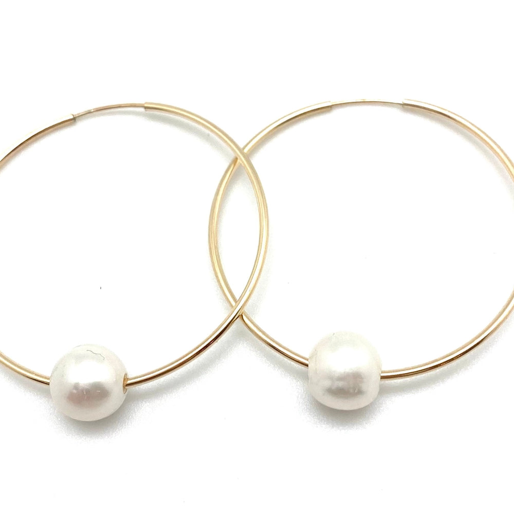 The Gold White Mia Pearl Hoop Earrings by In2 Design