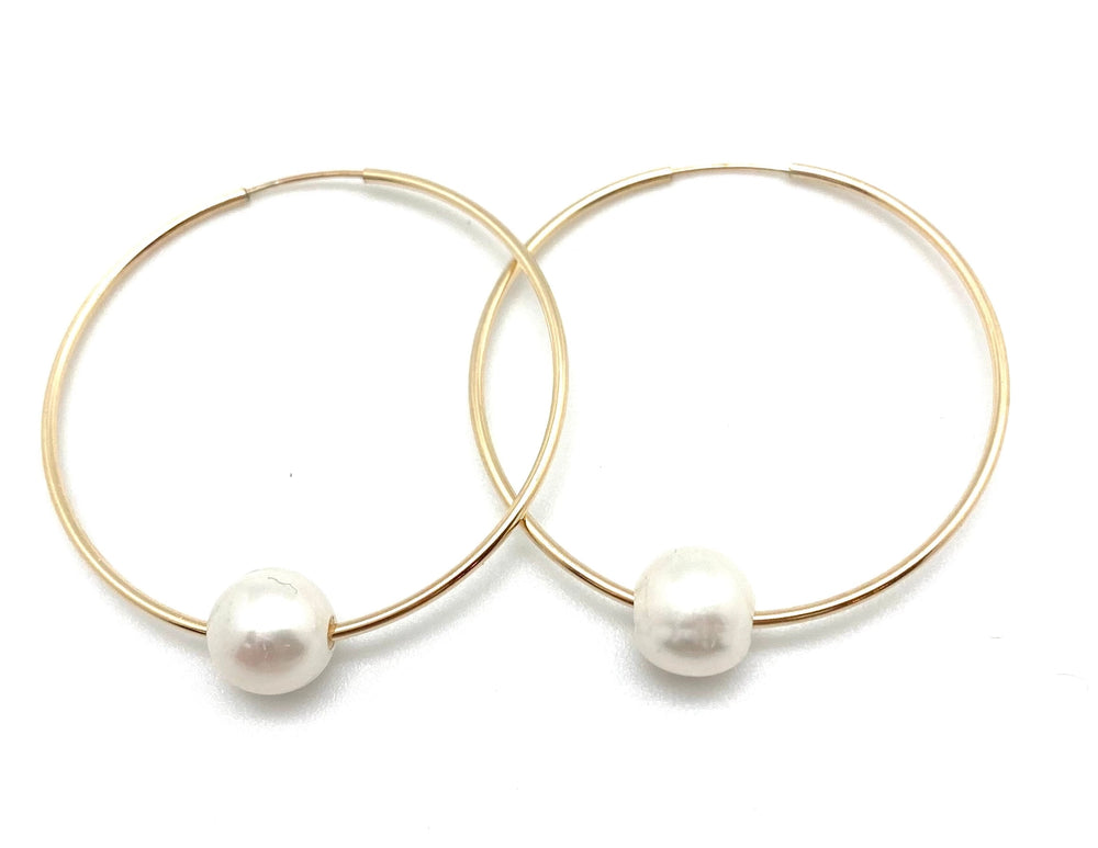 The Gold White Mia Pearl Hoop Earrings by In2 Design