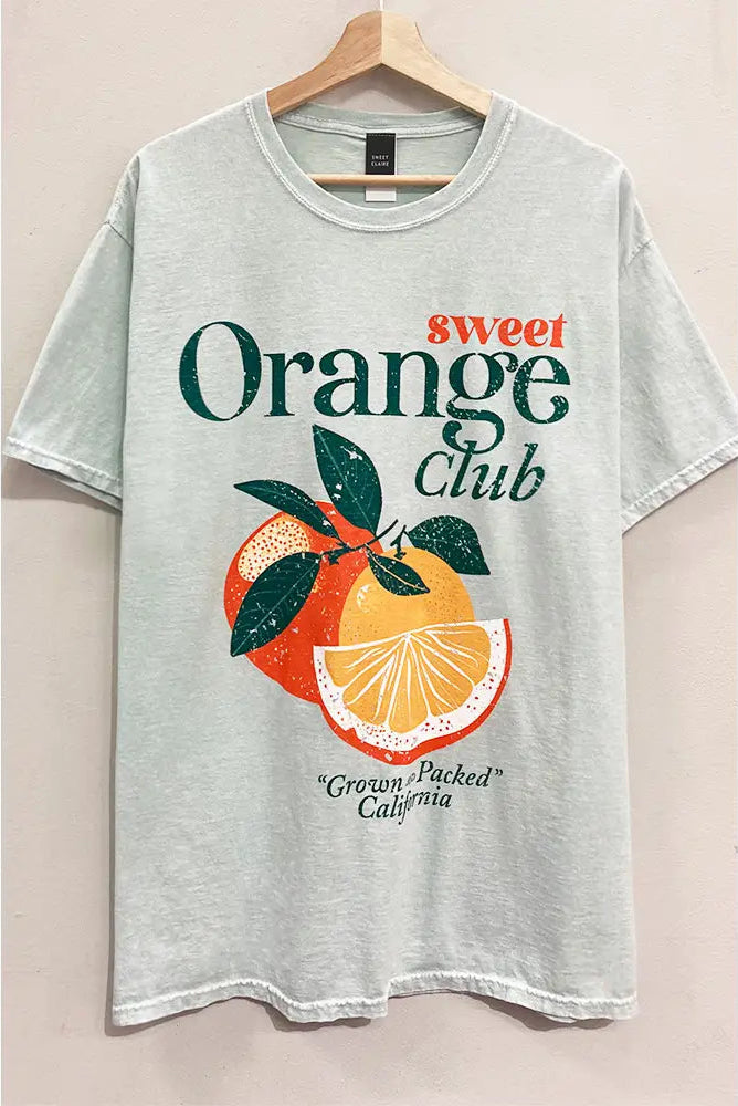 Enjoy fresh summer style with this women's oversized graphic Orange Club Graphic Tee, now at Harbour Thread women's boutique in St. Pete, FL. 