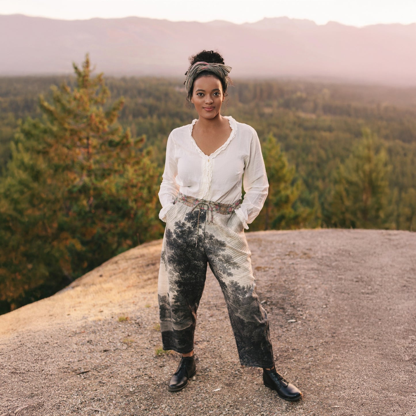 Embrace whimsical bohemian style with the Still I Rise Linen Cropped Artist Pants, now at Harbour Thread boutique in Burlington, VT. 