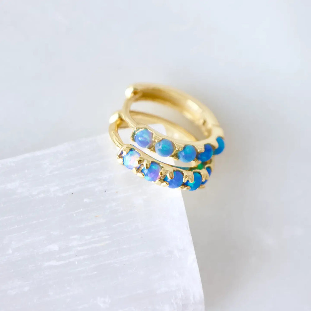 
                      
                        Mesa Blue Blue Opal Huggie Hoop Earrings - Hypoallergenic
                      
                    