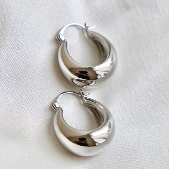 The Silver Coco Chunky Hoop Earrings by Katie Waltman Jewelry