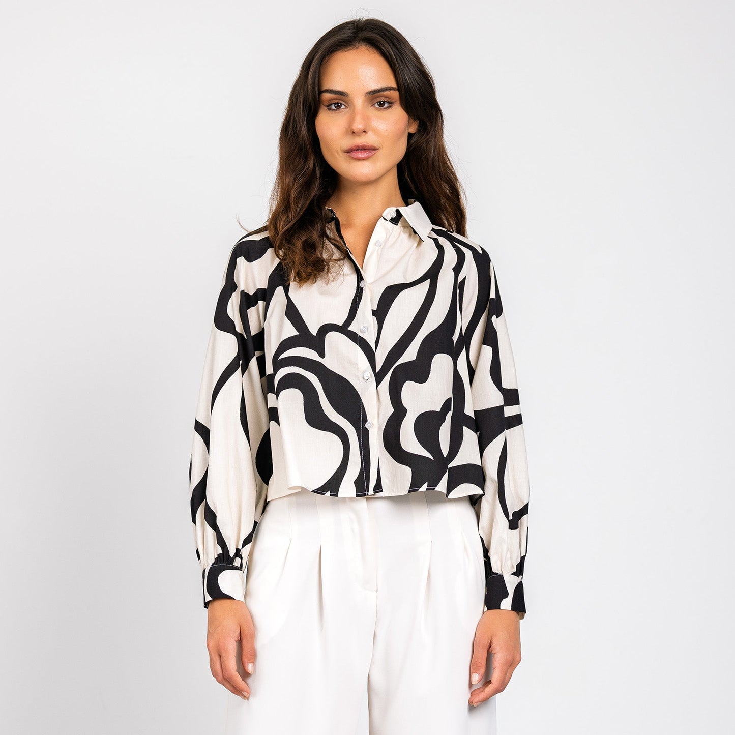 Lavender Brown Leanna Top in Cream/Black