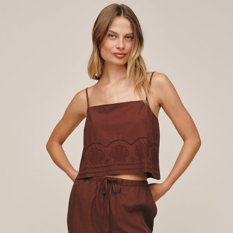 Bella Dahl Button Back Cami in Sea Glass Brown, now available at Harbour Thread boutique