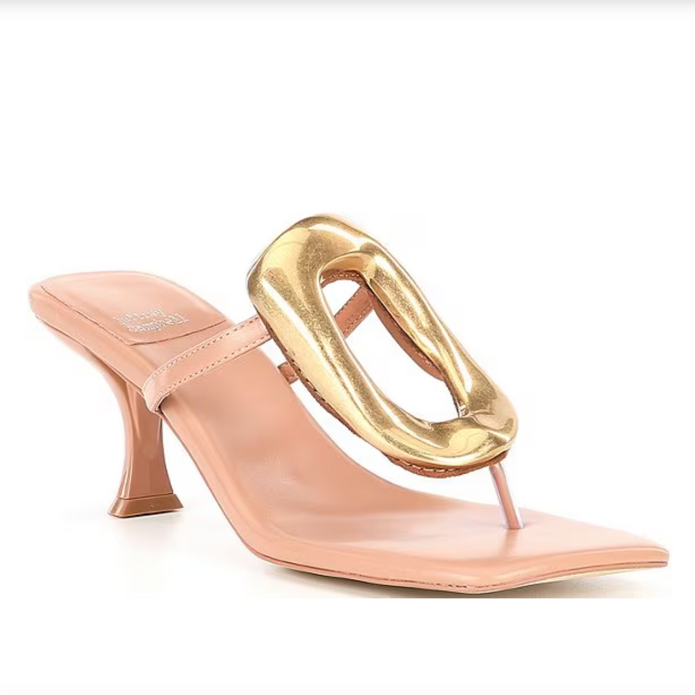 
                      
                        Shop the natural and gold Linq Heeled Thong Sandals by Jeffrey Campbell at Harbour Thread. 
                      
                    