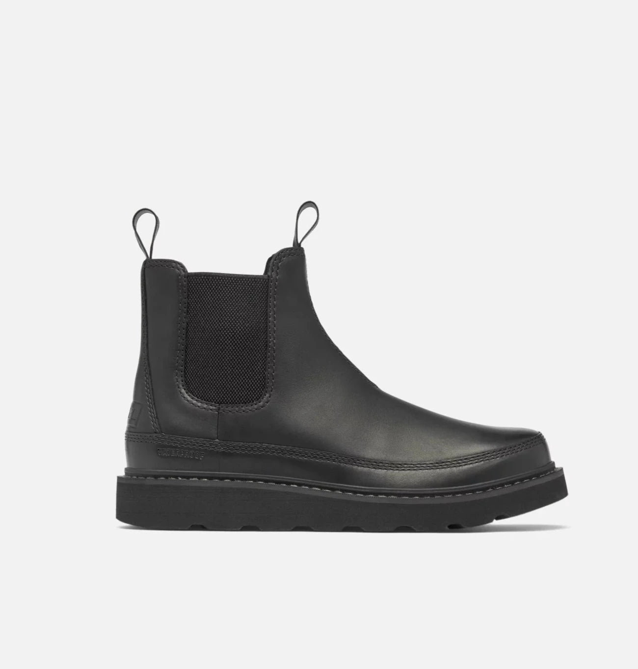 Side view of the Black Slabtown 62 Men's Chelsea Waterproof Boot by Sorel