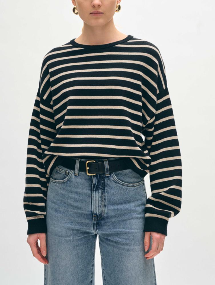 The Striped Drop Shoulder Sweatshirt by White + Warren