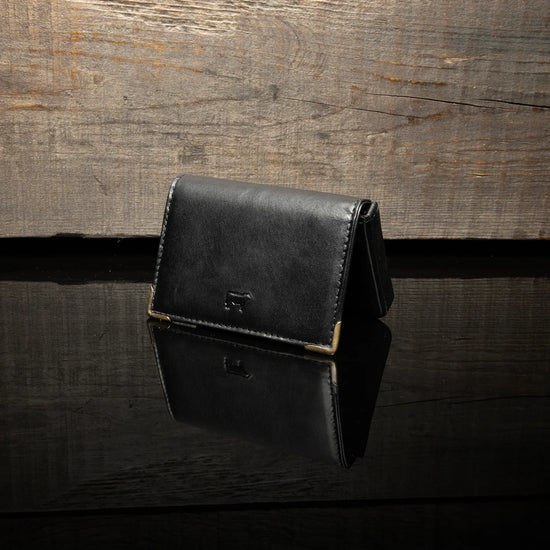 The Will Leather Goods William Business Card Case Wallet in Black Leather