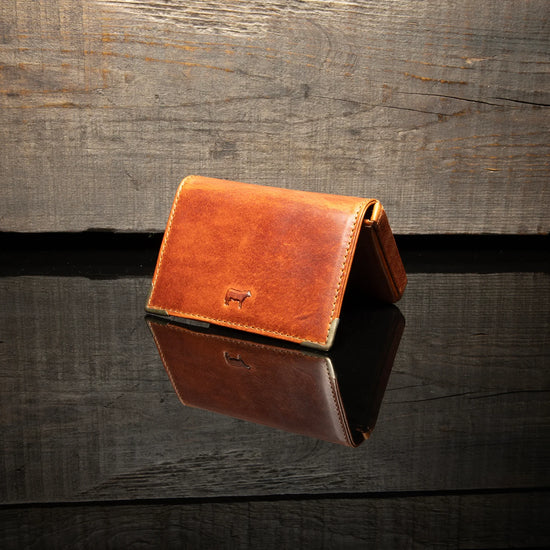 The Will Leather Goods William Business Card Case Wallet in Cognac Leather