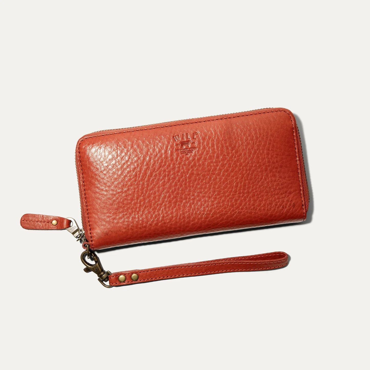 Will Leather Goods Zip Around Clutch in Red