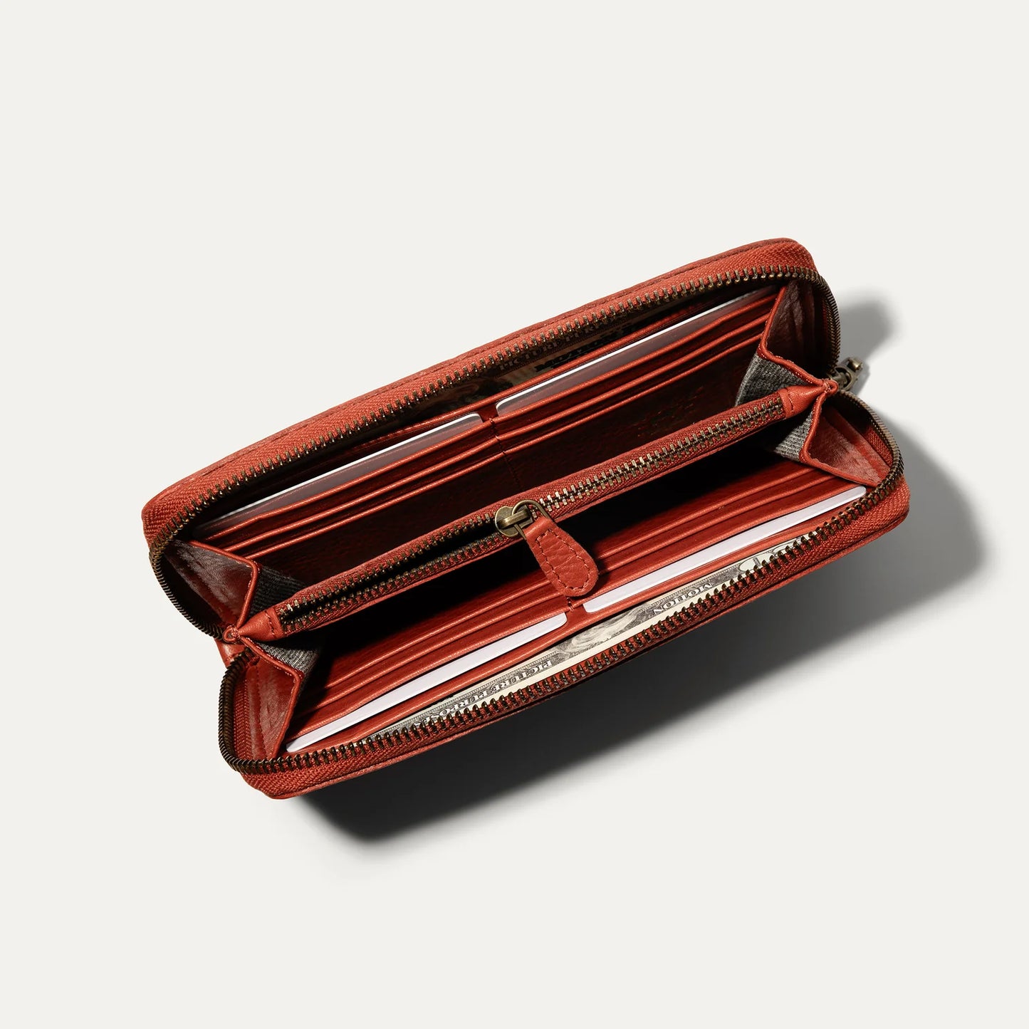 Will Leather Goods Zip Around Clutch in Red