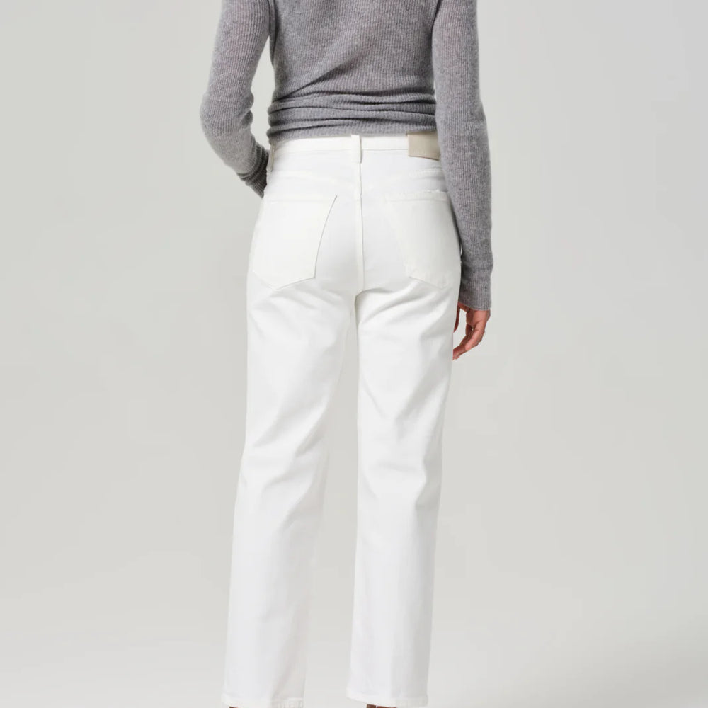 
                      
                        White high rise straight leg jeans
                      
                    