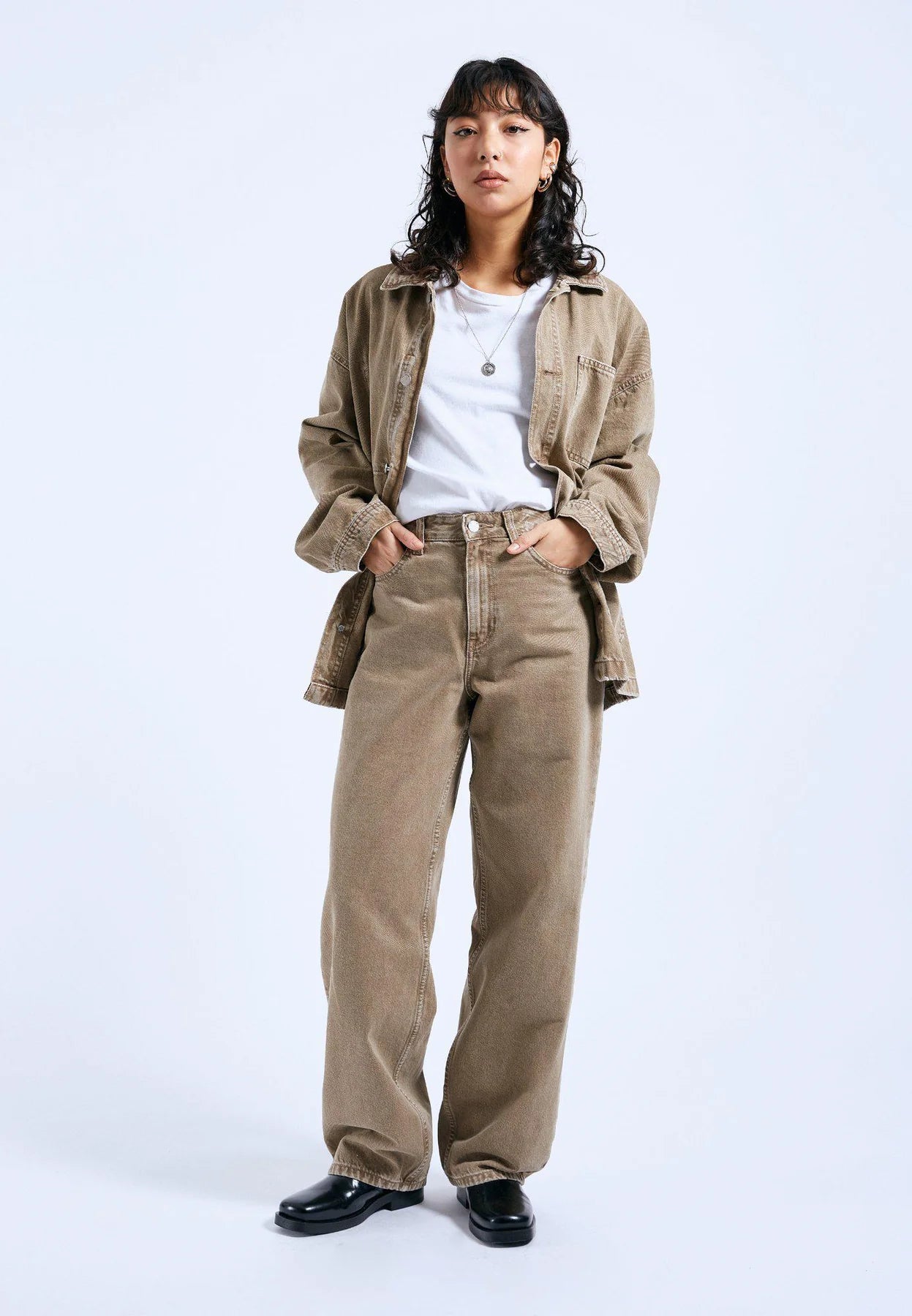 Front view of the Dr. Denim Donna Pant in the color Washed Oak