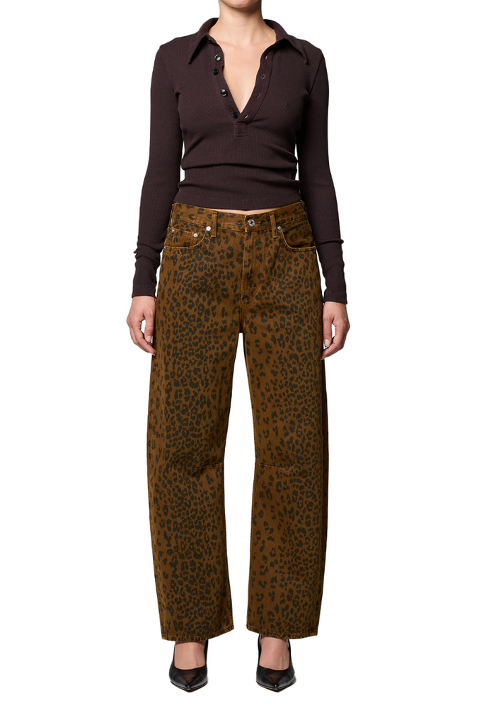 The Citizens Of Humanity Miro Long Relaxed Jean in Sepia Cheetah