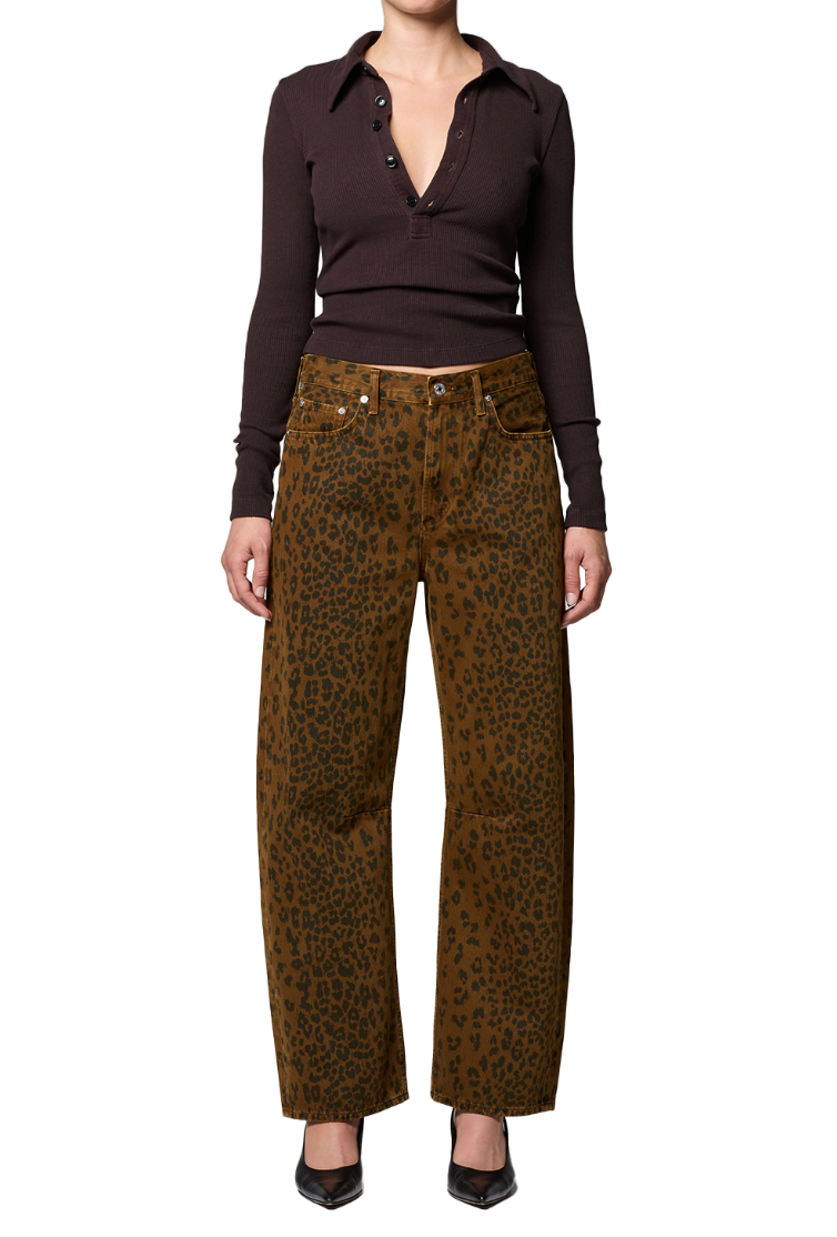 The Citizens Of Humanity Miro Long Relaxed Jean in Sepia Cheetah