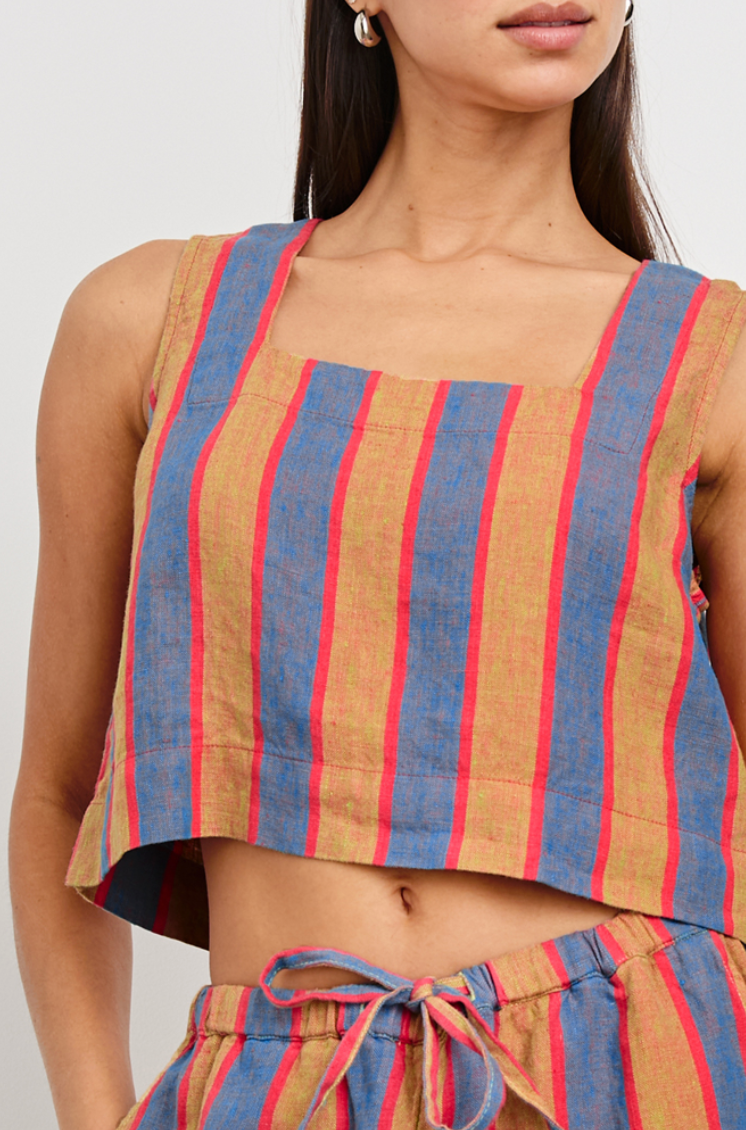 multi color stripe square neck linen tank from Rails