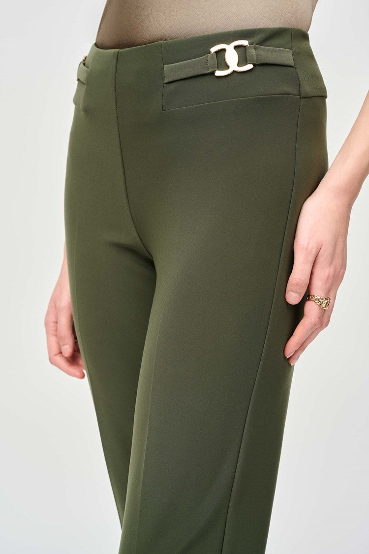 Design detail on the Iguana Bonded Silk Straight-Leg Pants by Joseph Ribkoff