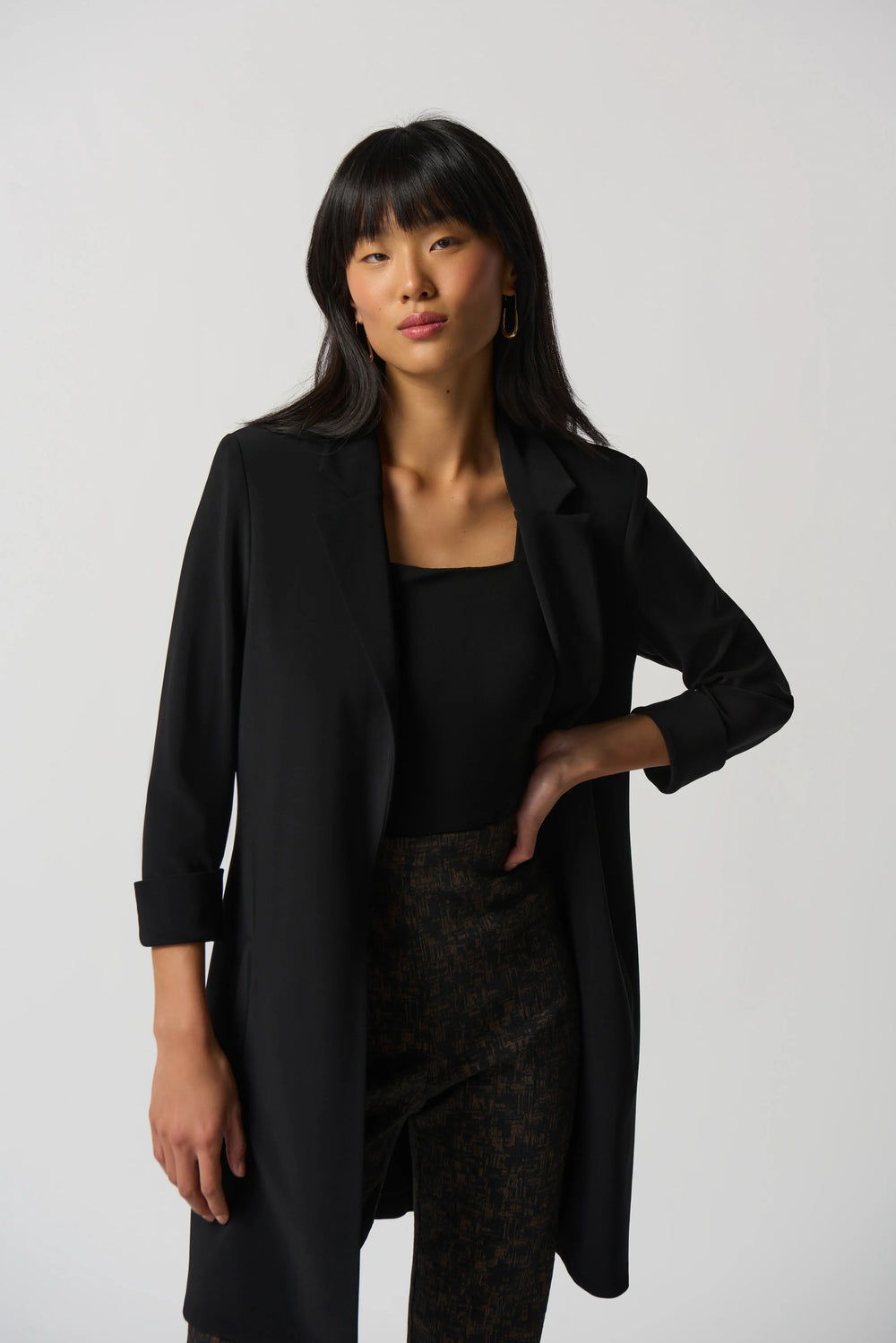 Enjoy timeless and effortless sophistication with the Joseph Ribkoff Long Open Front Blazer. Shop yours at Harbour Thread boutique in Burlington, VT. 