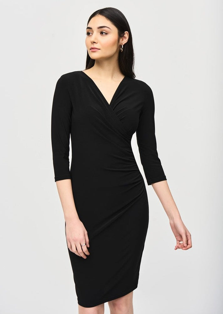 The Black Three-Quarter Sleeve Wrap Dress by Joseph Ribkoff