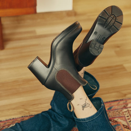 Brown heeled boots hot sale