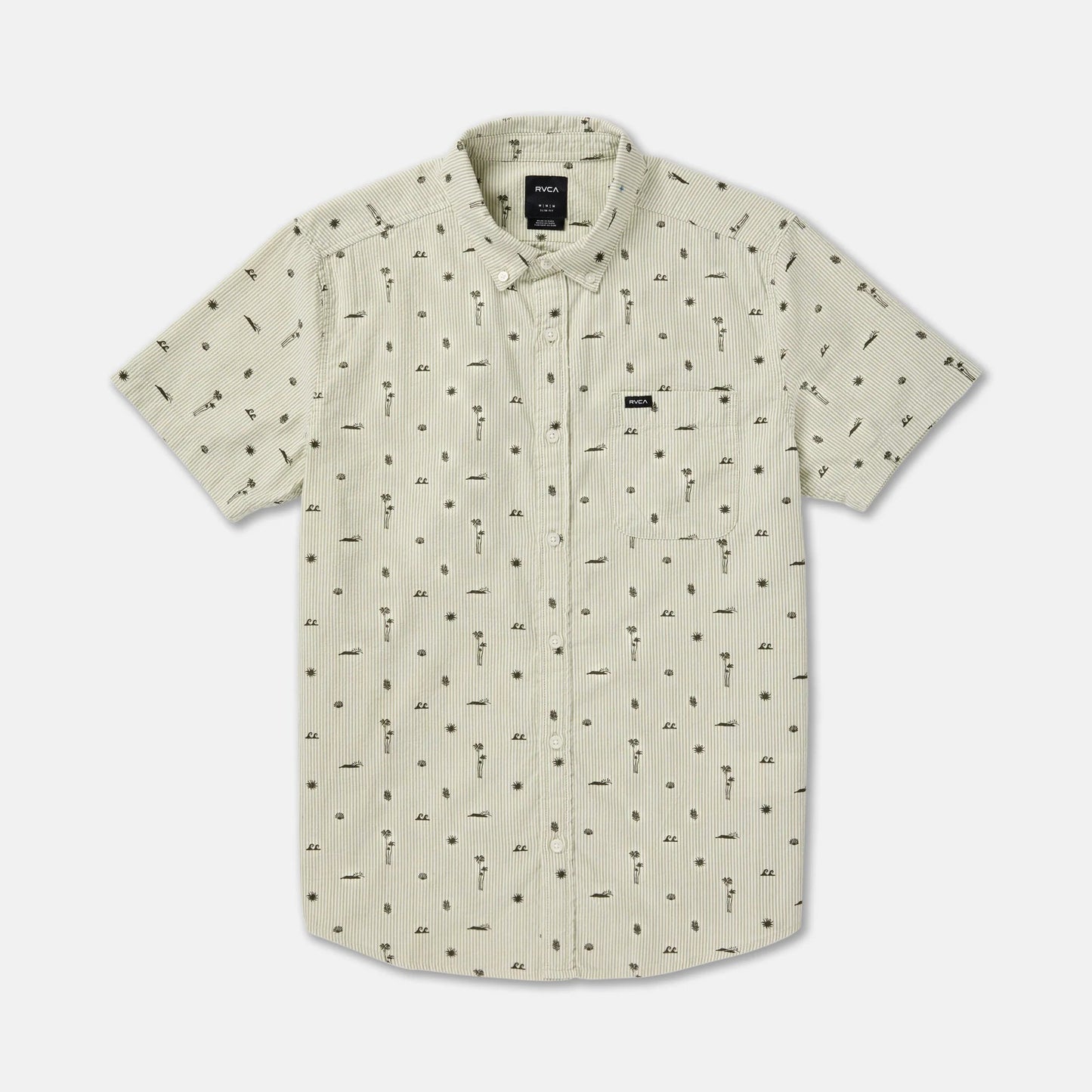 RVCA That'll Do Seersucker Short Sleeve Shirt in Ranger Green